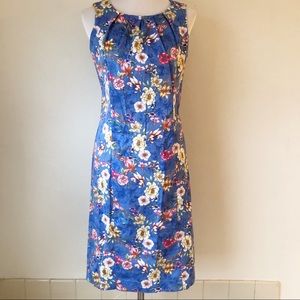 Talbots Blue Floral Sleeveless Sheath Dress, size 6